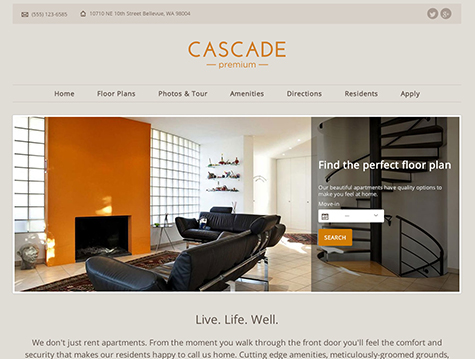 Cascade Premium apartment website design