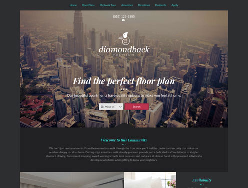 Diamondback Premium apartment website design