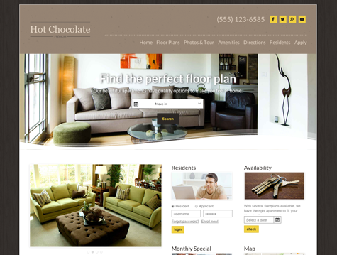 Hot Chocolate Premium apartment website design