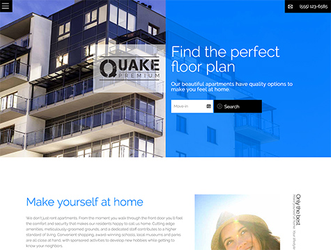 Quake Premium apartment website design