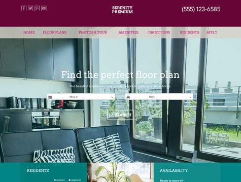 Serenity Premium apartment website design