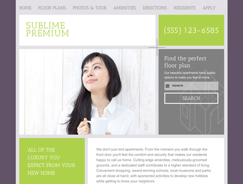 Sublime Premium apartment website design